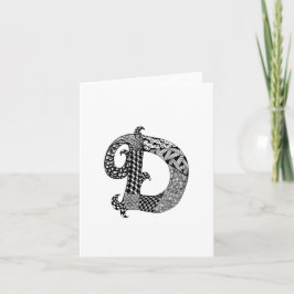 Brev D Monogram i svartvitt Anteckningskort