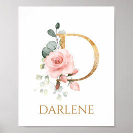 Brev D Monogram Rosa Peach ro Nursery Poster