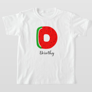 Brev D Namn T-shirt, Alphabet Watermelon T Shirt