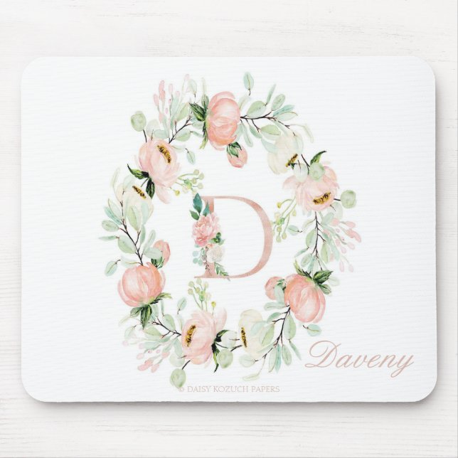 Brev D-Personligens Blommigt-musknapp Musmatta (Framsidan)