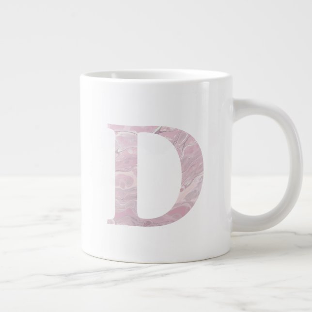 Brev D  Rosa Boho Marble Monogram Jumbo Mugg (Höger)