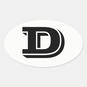 Brev D Vineta Font White Oval Stickers av Janz Ovalt Klistermärke
