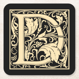 Brev D Vintage Första Brev Sepia på Svarta havet Underlägg Papper Kvadrat