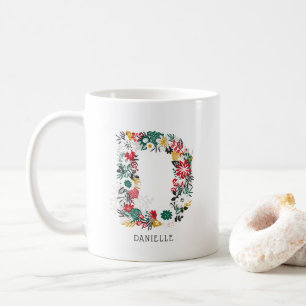 BREV D   Whimsique Blommigt Brev Monogram I Mugg