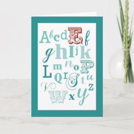 Brev E Birthday Teal & Red i Namn Kort