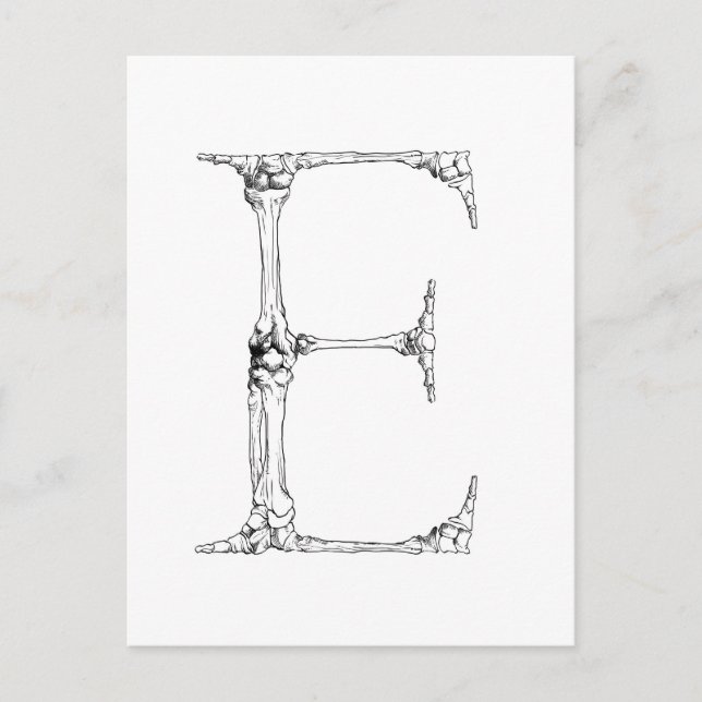 Brev E Bone Initial Vykort (Framsida)