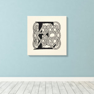 Brev E Celtic Knot Vintage Monogram Canvastryck