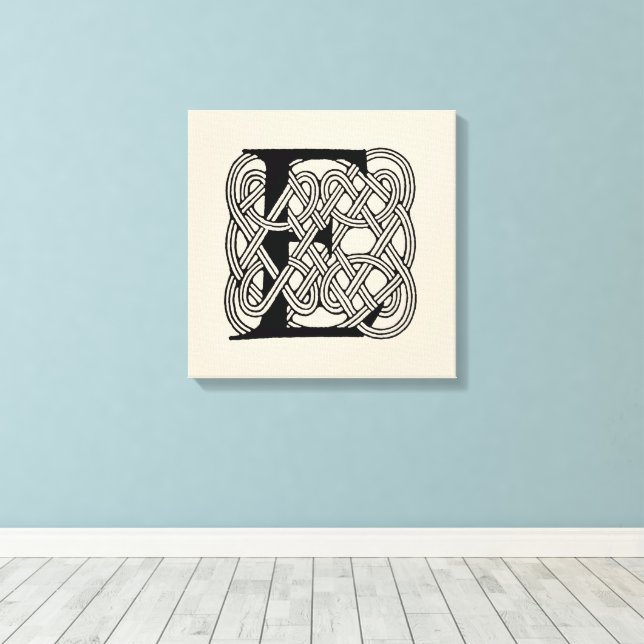 Brev E Celtic Knot Vintage Monogram Canvastryck (Insitu (trägolv))