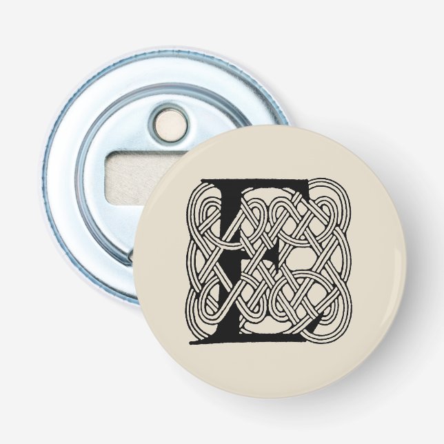 Brev E Celtic Knot Vintage Monogram Flasköppnare (Framsidan)