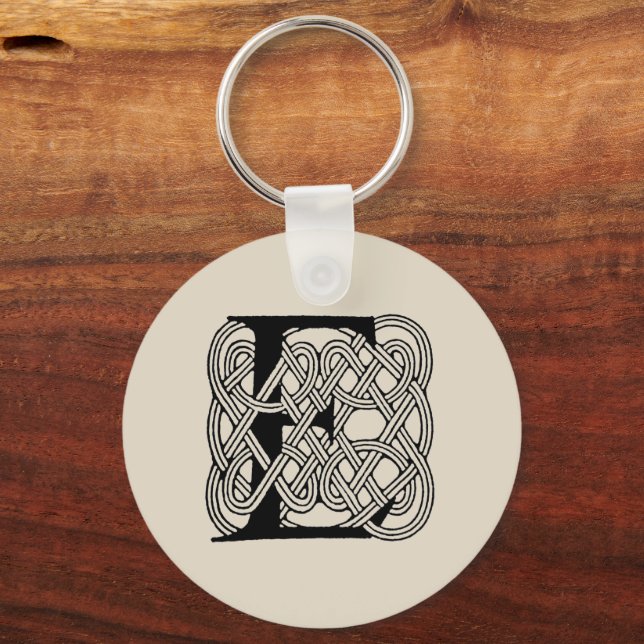 Brev E Celtic Knot Vintage Monogram Nyckelring (Framsida)