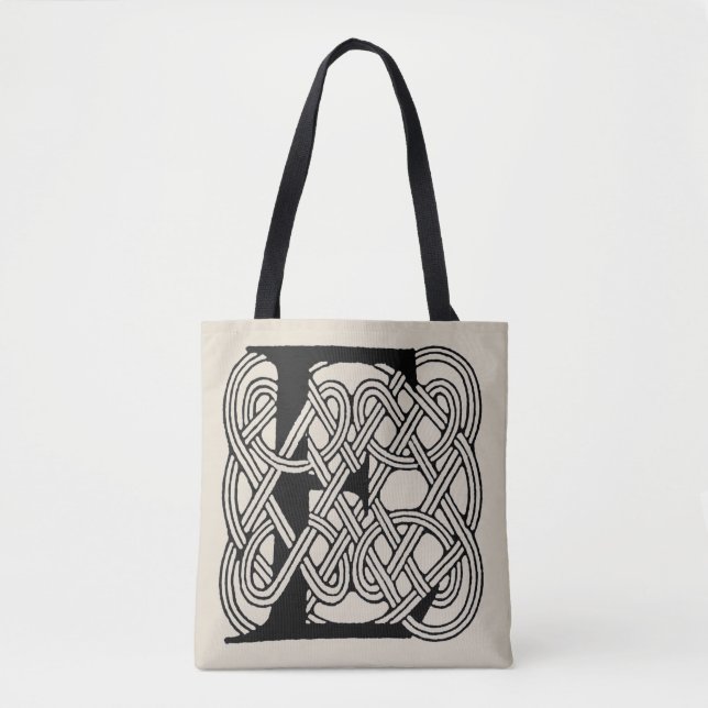 Brev E Celtic Knot Vintage Monogram Tygkasse (Framsida)