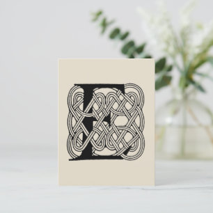 Brev E Celtic Knot Vintage Monogram Vykort
