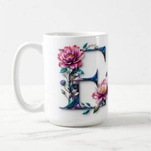 Brev E Coffee Mugg - Blommigt design för utlämnand