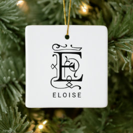 Brev E Elegant Monogram jul Ornament