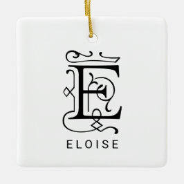 Brev E Elegant Monogram jul Ornament
