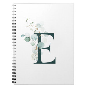 Brev E Eucalyptus och Guld Monogrammed Anteckningsbok