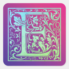 Brev E Färgfull Vintage första Brev-övertoning Fyrkantigt Klistermärke