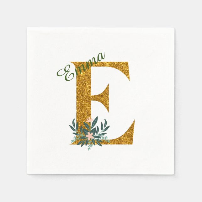 Brev E Golden monogram Pappersservett (Framsidan)