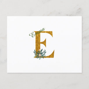 Brev E Golden monogram Vykort