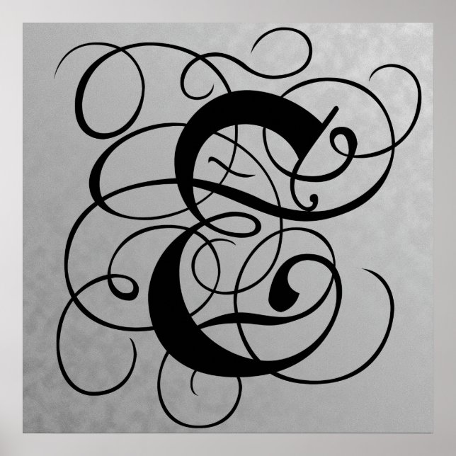 Brev E, gotiic Monogram Black Poster (Framsidan)