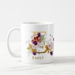Brev E - Guld Blommigt Namn systervän till medarbe Kaffemugg