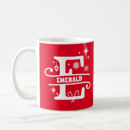 Brev E jul Monogram Initial Namn Red Kaffemugg