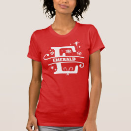 Brev E jul Monogram Initial Namn Red T Shirt