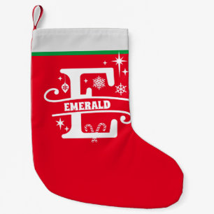 Brev E jul Monogram Initial Namn Red White Liten Julstrumpa