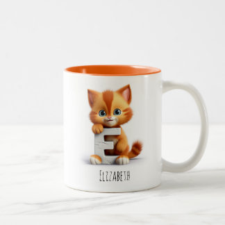 Brev E Kat Alphabet Monogram kaffe Mugg