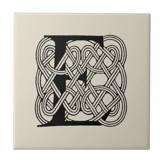 Brev E keltisk knut vintage monogram Kakelplatta (Framsidan)