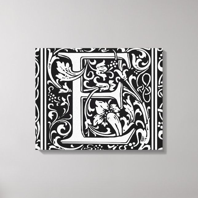 Brev E medeltida monogram Art Nouveau Canvastryck (Framsida)