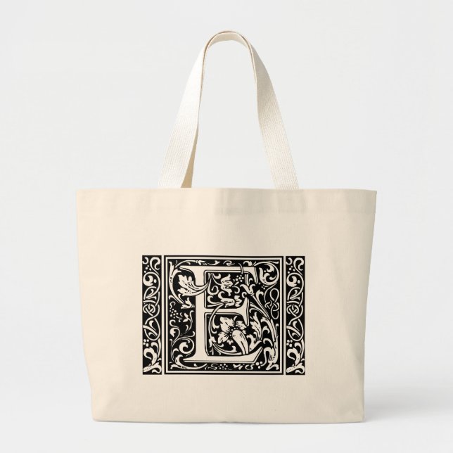 Brev E medeltida monogram Art Nouveau Jumbo Tygkasse (Framsidan)