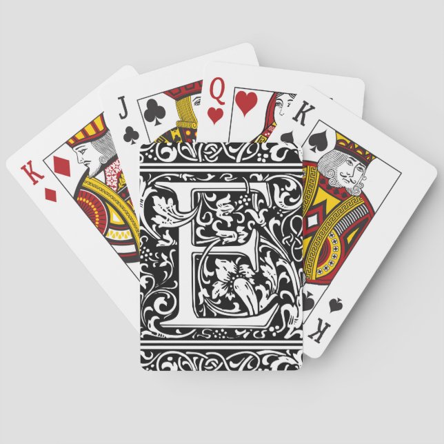 Brev E medeltida monogram Art Nouveau Kortlek (Baksidan)