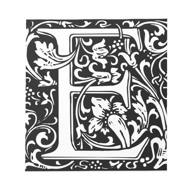 Brev E Medieval Monogram Art nouveau Anteckningsblock (Framsida)