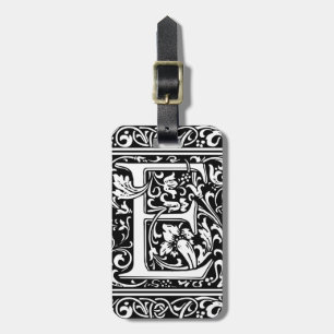 Brev E Medieval Monogram Art nouveau Bagagebricka