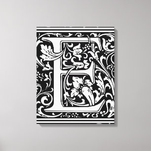 Brev E Medieval Monogram Art nouveau Canvastryck