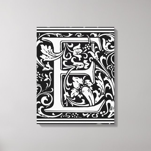 Brev E Medieval Monogram Art nouveau Canvastryck (Framsida)