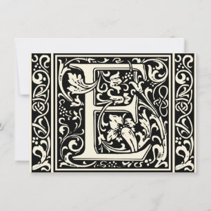 Brev E Medieval Monogram Art nouveau Inbjudningar