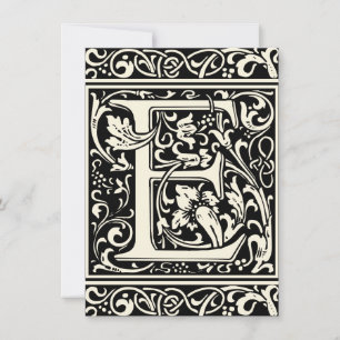 Brev E Medieval Monogram Art nouveau Inbjudningar