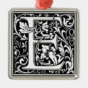 Brev E Medieval Monogram Art nouveau Julgransprydnad Metall