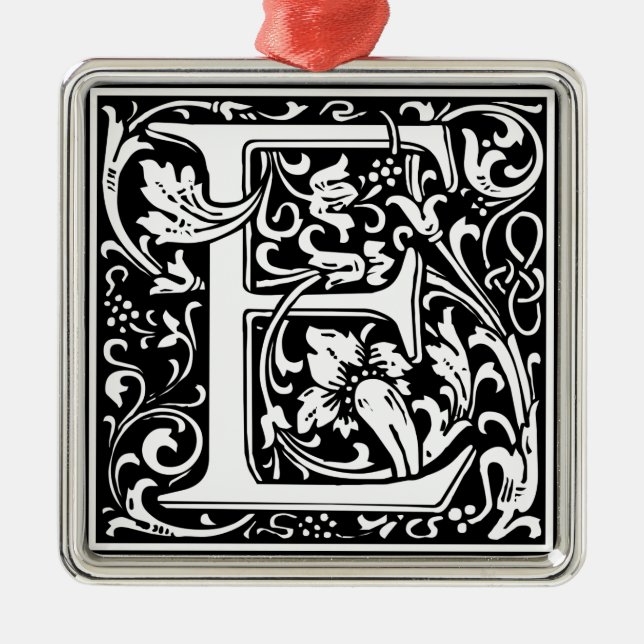 Brev E Medieval Monogram Art nouveau Julgransprydnad Metall (Framsidan)