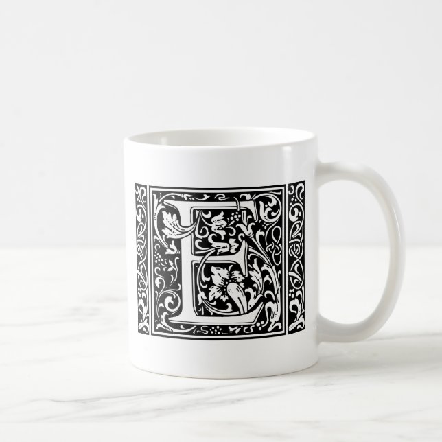 Brev E Medieval Monogram Art nouveau Kaffemugg (Höger)