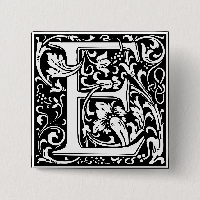 Brev E Medieval Monogram Art nouveau Knapp (Framsida)