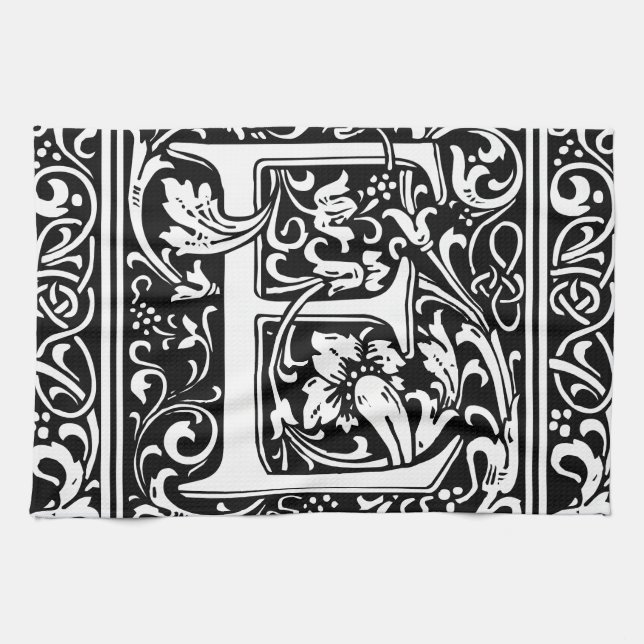 Brev E Medieval Monogram Art nouveau Kökshandduk (Horisontell)