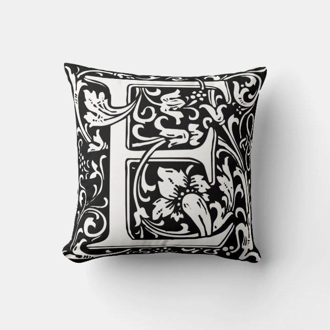 Brev E Medieval Monogram Art nouveau Kudde (Framsida)