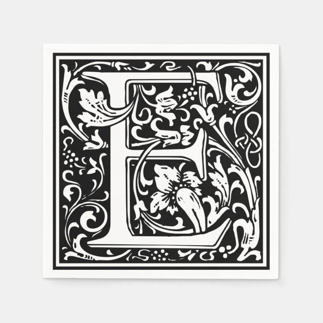 Brev E Medieval Monogram Art nouveau Pappersservett (Framsidan)