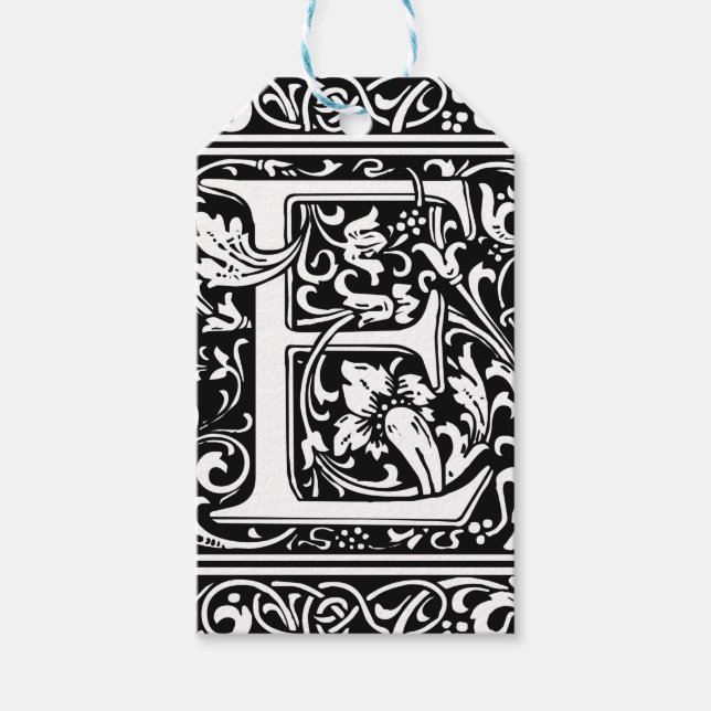 Brev E Medieval Monogram Art nouveau Presentetikett (Framsidan)