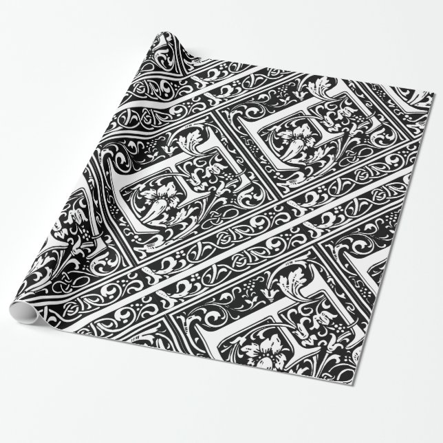 Brev E Medieval Monogram Art nouveau Presentpapper (Utrullad)