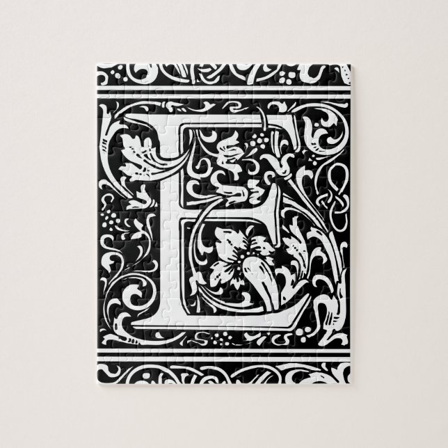 Brev E Medieval Monogram Art nouveau Pussel (Vertikal)