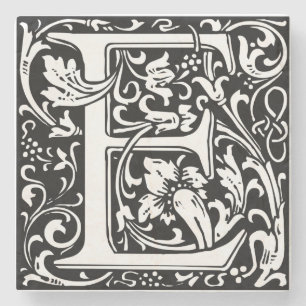 Brev E Medieval Monogram Art nouveau Underlägg Sten